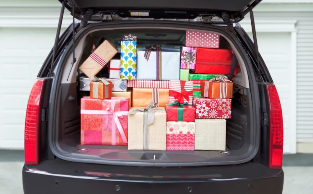 gifts in the trunk of a car