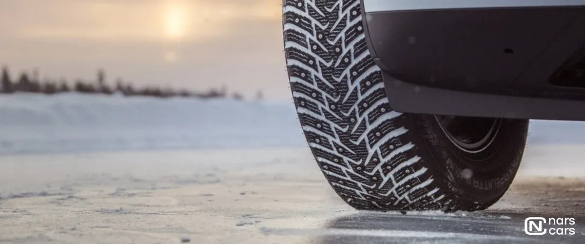 studded tire on wheel