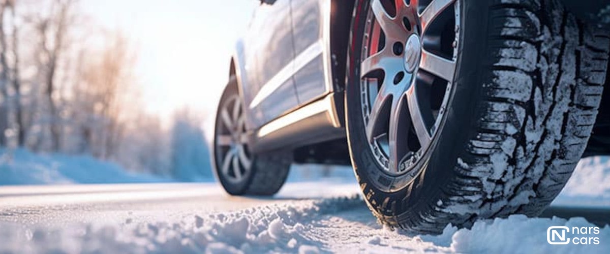 winter wheels on a car on the road